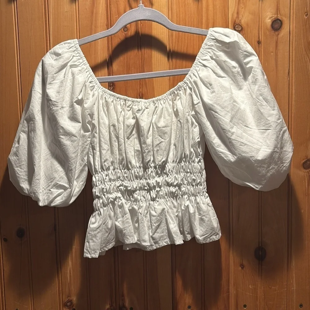 New NWT FAITHFULL THE BRAND Venetia blouse puff sleeve size xs